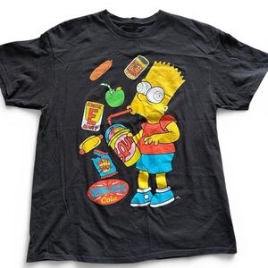 Simpsons Bart Simpson Kwik-E-Mart MUNCHIES Brain Freeze Squishee Tee Black Sz L